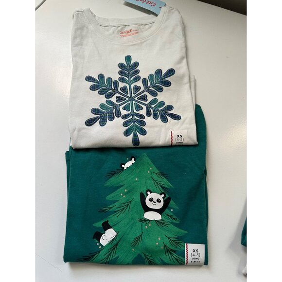 Cat & Jack Little Girls long sleeve graphic tee’s set of 2 size XS (4/5) NWT - Picture 2 of 7